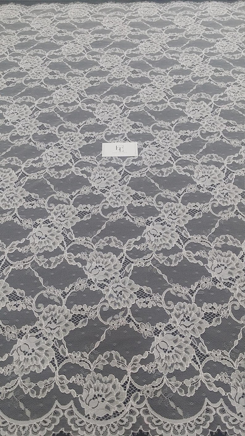 French chantilly lace fabric LL66561 Cream lace