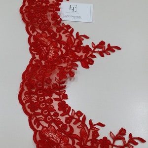 Red lace trim, red Alencon lace ribbon, lace fabric by the meter, EEV2110