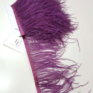 Violet natural ostrich feathers on a ribbon, MC010