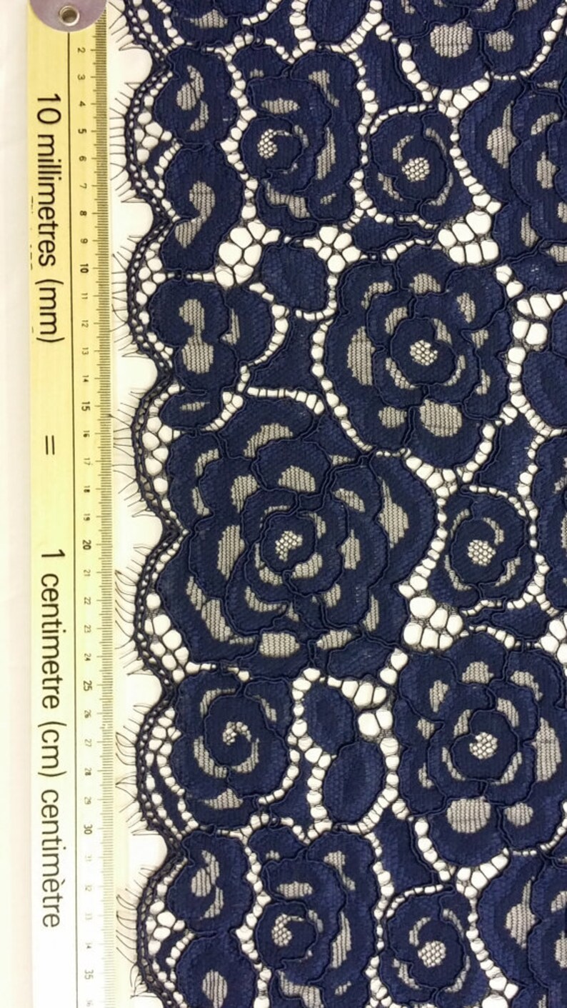 Blue Lace Fabric Blue Spanish Lace Fabric Meterware Etsy