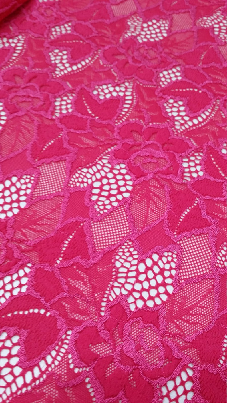 Pink Elastic Lace Chantilly Lace Fabric J30022 - Etsy