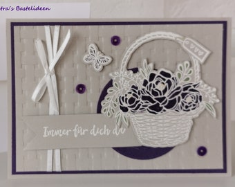 Panier de fleurs en carte