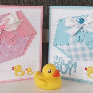 Baby- Karte mit Windel zur Geburt (Rosa oder Hellblau)