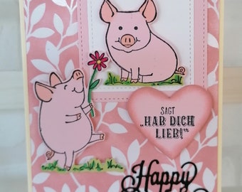 Tarjeta de cumpleaños de cerdito