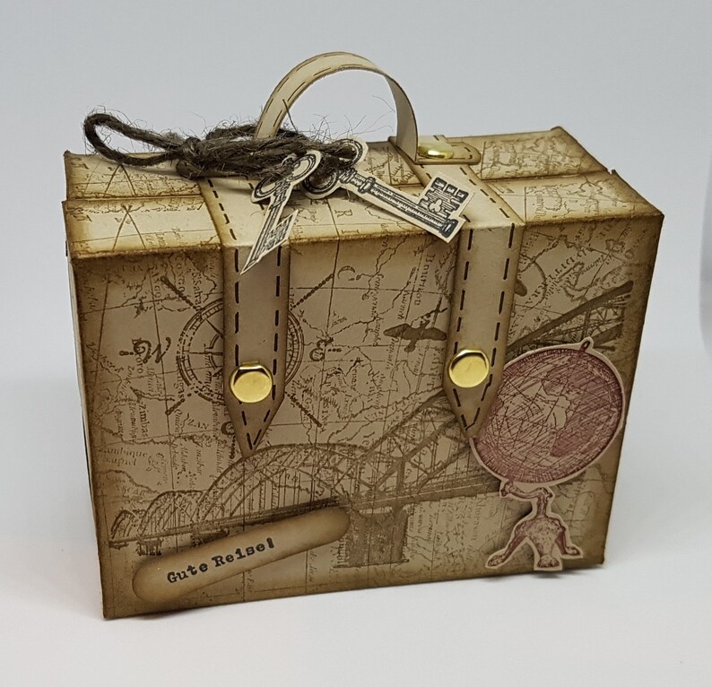 Bon voyage et félicitations avec valise et carte image 6