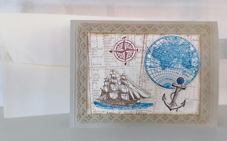 Maritime greeting card travel with small envelope for a gift of money image 3