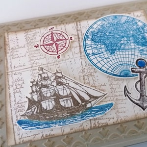 Maritime Glückwunschkarte Reise mit kleinen Umschlag für ein Geldgeschenk