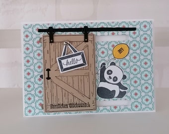 Sliding door card with koala bears