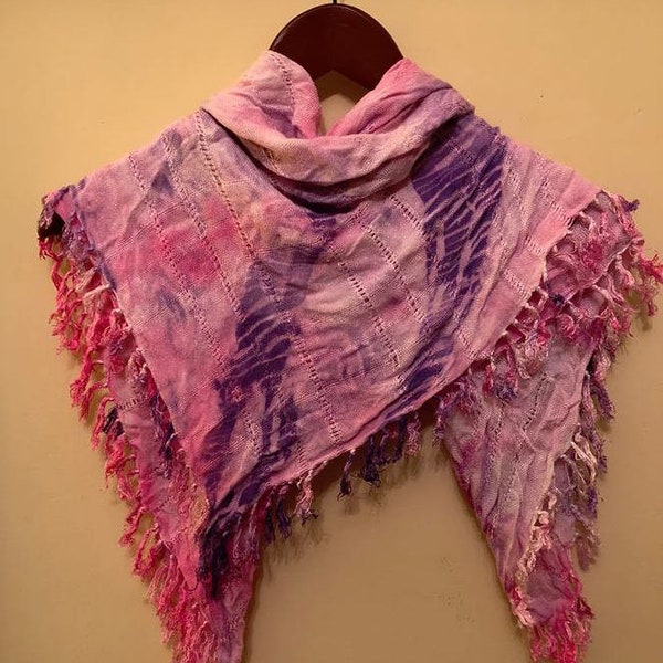 Shibori Scarf, Pinks and Purples