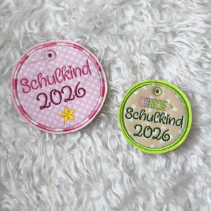 Stickdatei Einschulung / Schule / Schulkind /  2026 Anhänger Maschinenstickerei