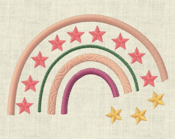 Embroidery file rainbow, star, stars, birth, baptism, 3 sizes, machine embroidery set 829
