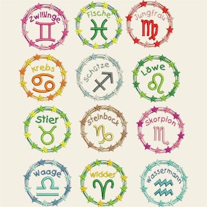 Plik do haftu, znak zodiaku, horoskop, haft maszynowy, zestaw ramek doodle 561/1