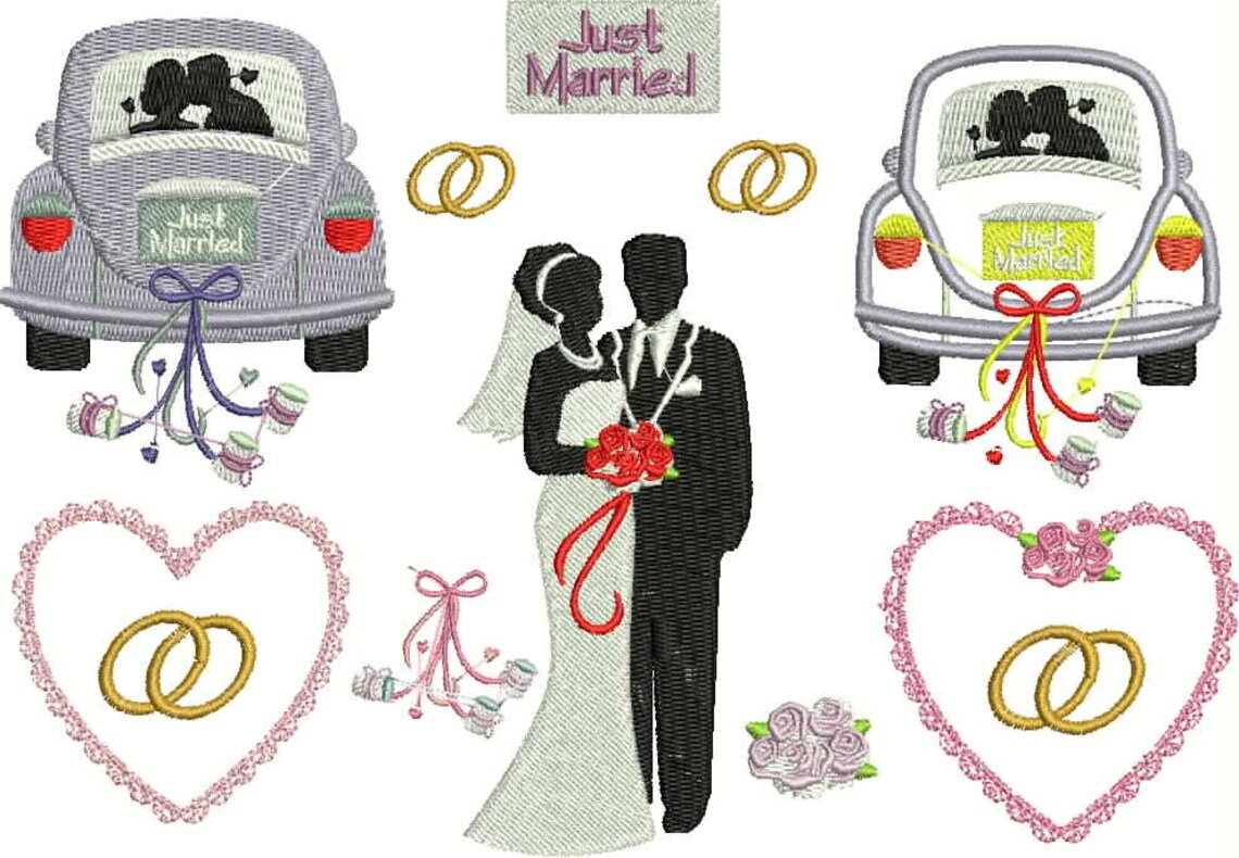 Stickdatei Hochzeit Wedding Hochzeitsauto 1 Etsy