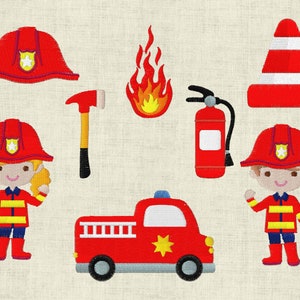 Embroidery file fire brigade fire engine car machine embroidery set 565/2 small motifs