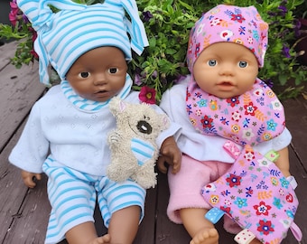Borduurbestand poppenkleding in de ring, muts, slabbetje, sjaal, speendoekje, teddybeer voor babypoppen 32 cm machineborduurset 2551