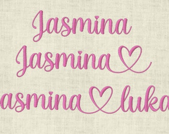 Embroidery file font with hearts &quot; In Love 3 &quot; approx. 50 mm / 1.9685 inch Set 641 beautiful lettering machine embroidery heart