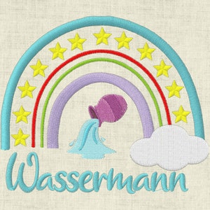 Plik haftu znak zodiaku Wodnik tęcza horoskop haft maszynowy