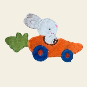 Embroidery file Easter bunny in car doodle, Easter bunny, machine embroidery 786