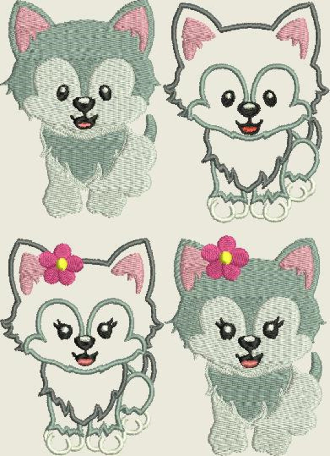 Stickdatei Wolf Husky Hund Füllstich und Applikation 10x10cm | Etsy