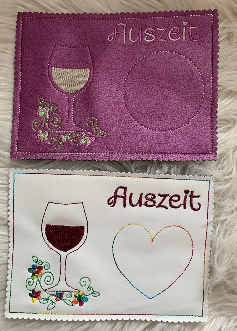 Embroidery File Mug Rug Wine Wine Glass with Flowers In the Hoop Set 707 Coaster Doodle Frame Machine Embroidery image 2