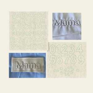 Archivo de bordado Letras y números 3D aprox. 4 cm conjunto de espuma de bordado 872 fuente, espuma puffi de bordado a máquina