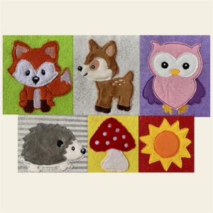 Stickdatei,  Waldtiere, Reh, Eule, Igel, Fuchs, Doodle, Maschinenstickerei Set 853