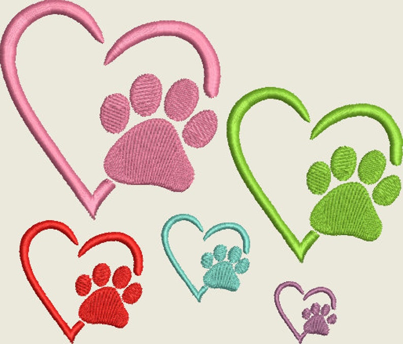 Embroidery file Dog Paw in the Heart 405 Machine Embroidery image 1