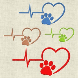 Embroidery file dog paw heart heart line 479 machine embroidery