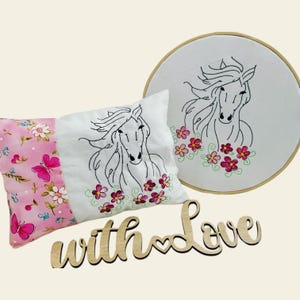 Embroidery file horse head with flowers, horse, flower, outline set 871 machine embroidery