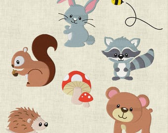 Embroidery file animals in the forest bear, raccoon, rabbit hedgehog, squirrel bee 287 forest animals machine embroidery