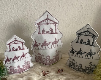 Stickdatei Krippenbaum, Weihnachten, Krippe, Heilige Familie Set 902 Maschinenstickerei