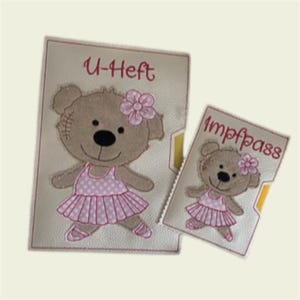 Borduurbestand Teddy Ballerina Dancer U-boekje vaccinatiebewijs In the Hoop Set 751 machinaal borduren