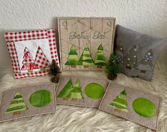 Stickdatei Tannenbaum Patchwork und Doodle Design, Weihnachten, Maschinenstickerei Set 905, Winter Wald