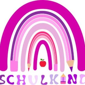 Plotter file, schoolchild, school, enrollment, rainbow, pencil, SVG