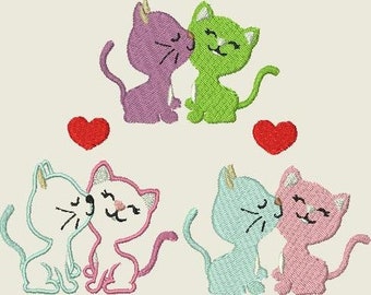 Embroidery file cat * cats in love *191 machine embroidery