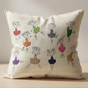 Embroidery file stick figure ballerina dancer doodle outline 10x10 frame machine embroidery set 922