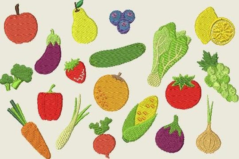Embroidery file fruit and vegetable embroidery design 355 Etsy