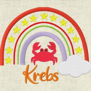 Embroidery file zodiac sign Cancer rainbow horoscope machine embroidery
