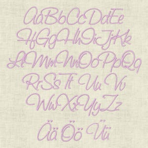 Embroidery file Sweet ABC letters numbers set 630 machine embroidery / cursive from approx. 25 mm / umlauts