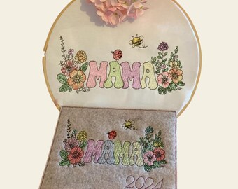 Embroidery file Mom with flowers, Linear Art Set 946 machine embroidery gift for Mother's Day
