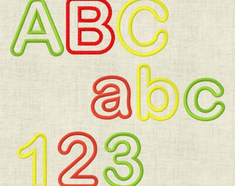 Stickdatei ABC 6cm Alphabet Applikation Buchstaben und Zahlen Set 333 Maschinenstickerei