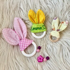 Embroidery file crackling ears gripping toy in the hoop rod rattle / rabbit ears / birth, baby, baptism machine embroidery 920 teething ring image 3