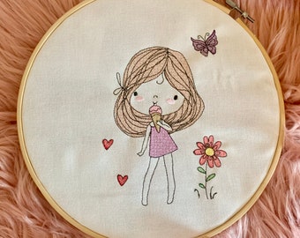 Embroidery file Summer Girl 1 Cute Girl, girls single motifs machine embroidery set 947