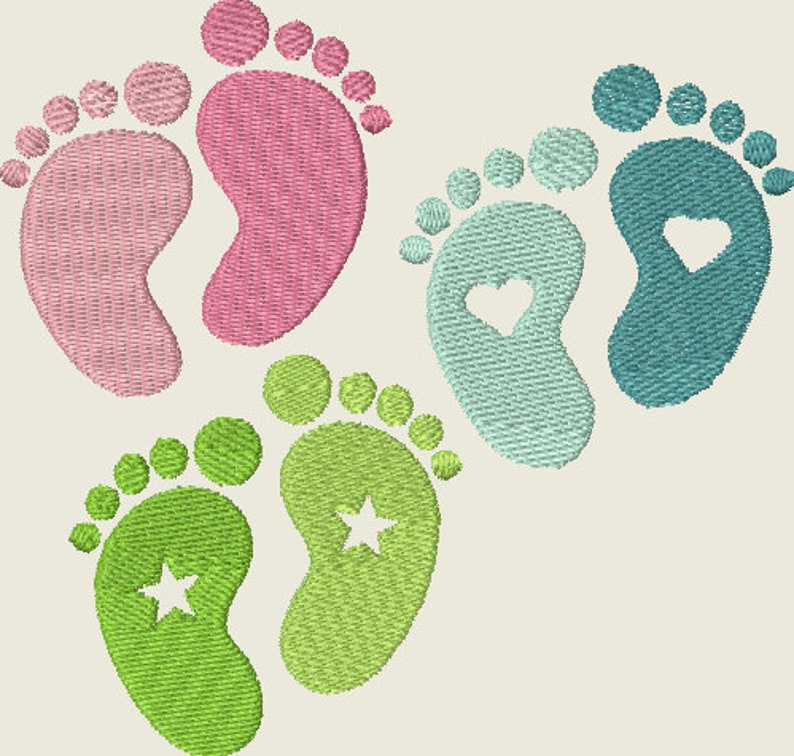 Embroidery File Baby Feet Baby Feet Heart Star 512 Machine Embroidery image 1