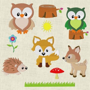 Embroidery file animals in the forest fox deer owl hedgehog sun 131 machine embroidery forest animals