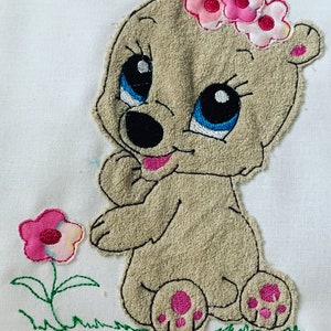 Embroidery File Doodle 1 Girl Teddy Bear, Machine Embroidery Application 3 Sizes Set 733