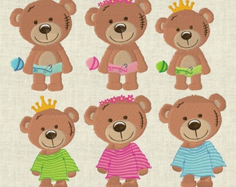 Embroidery File Teddy Set 552 Machine Embroidery, Teddy Bear with Crown
