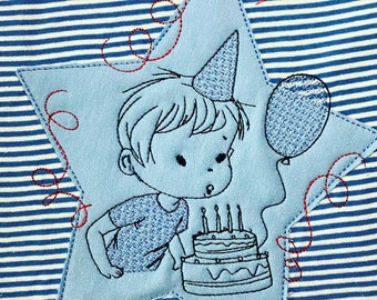 Stickdatei Birthday Boy 1 Doodle Lineare Art Maschinenstickerei Set 927  Outline