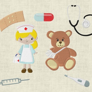 Borduurbestand U-boekje vaccinatiecertificaat dokter teddy verpleegster 626 machinaal borduren
