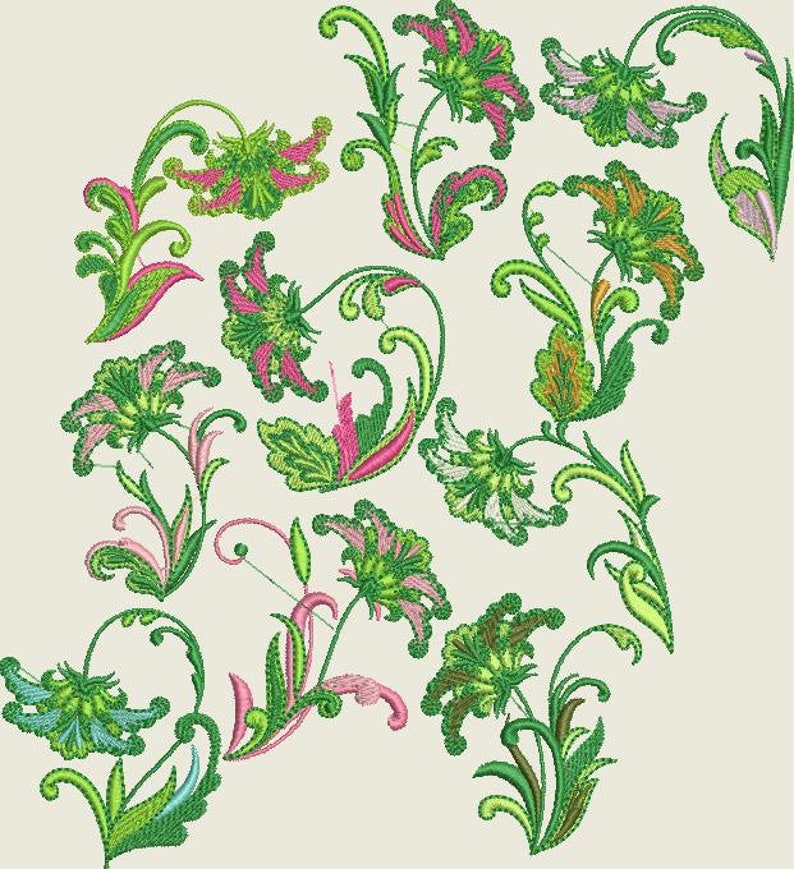 Embroidery file flower summer flowers flower vine machine Etsy